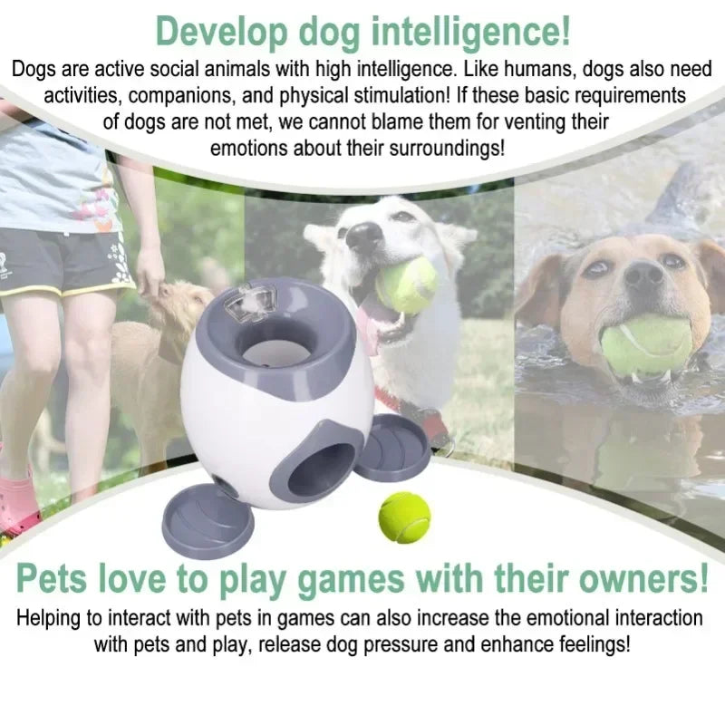 Manual Dog Ball Launcher Toy Interactive Tennis Ball Feeder No Battery Snack Reward Training Machine for Medium Dogs