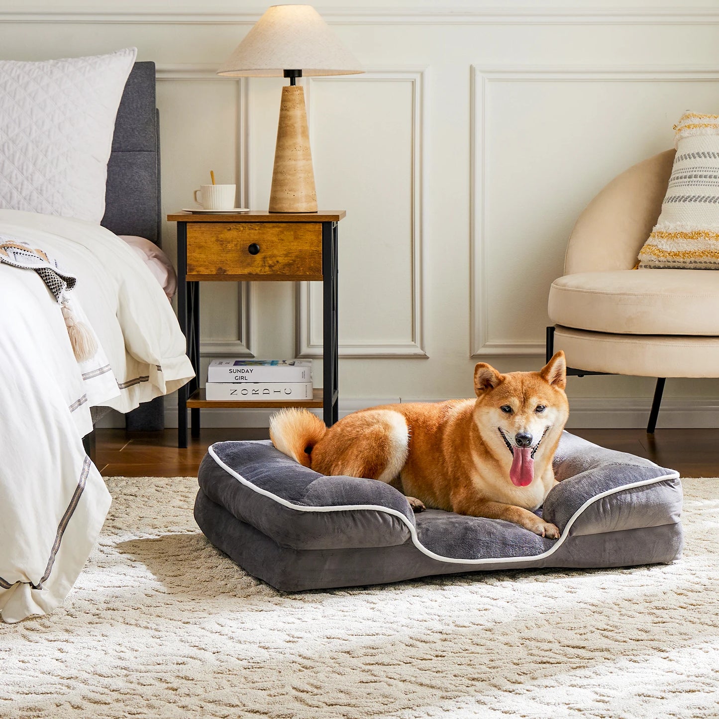 Orthopedic Dog Bed Memory Foam Pet Bed for Small Dogs & Cats with Washable Removable Cover Non-Slip Base Waterproof Liner