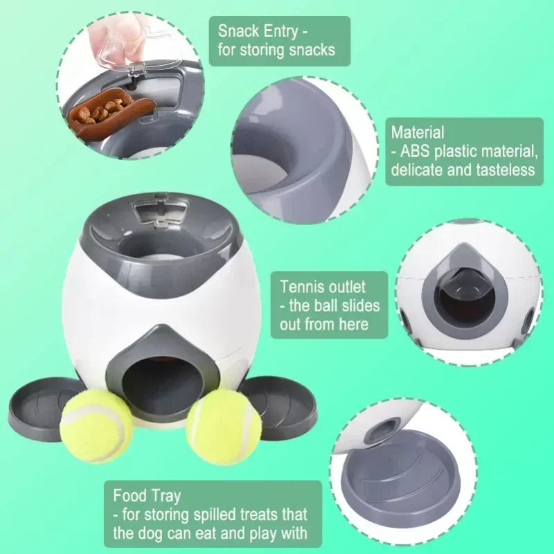 Manual Dog Ball Launcher Toy Interactive Tennis Ball Feeder No Battery Snack Reward Training Machine for Medium Dogs