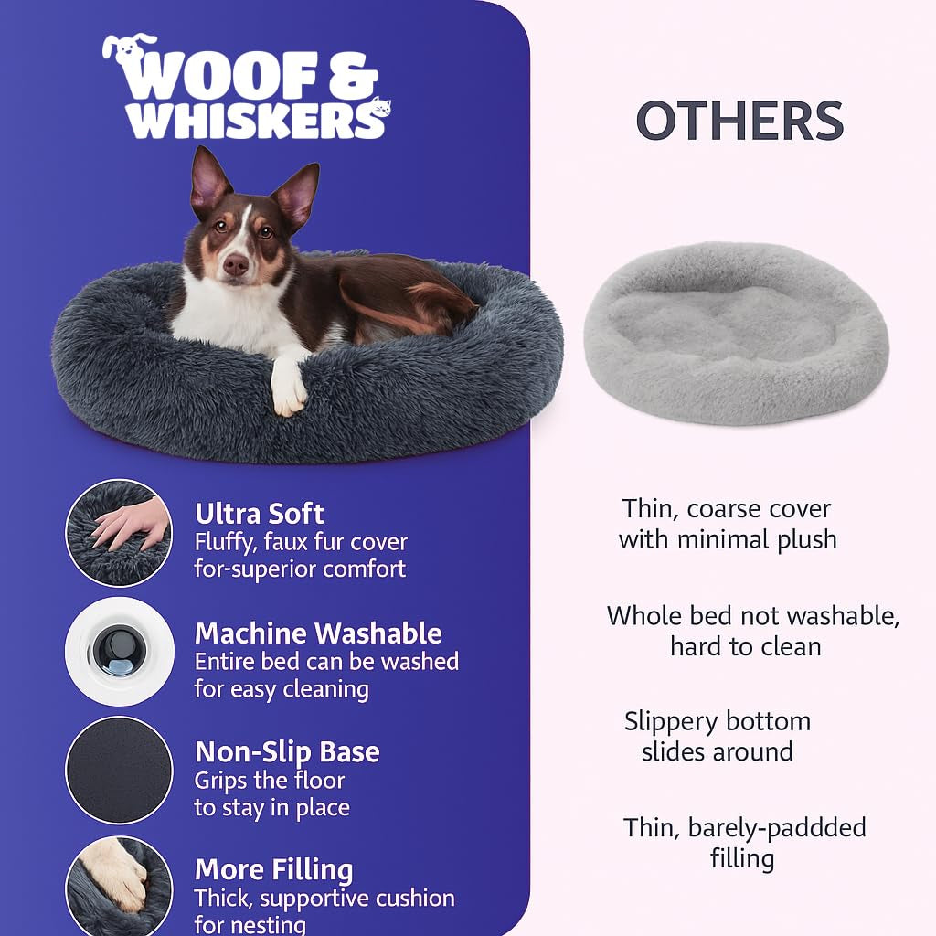 Donut Dog Bed Calming Soft Comfy anti Anxiety Plush Dog Bed