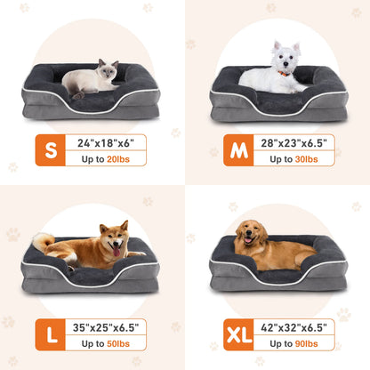 Orthopedic Dog Bed Memory Foam Pet Bed for Small Dogs & Cats with Washable Removable Cover Non-Slip Base Waterproof Liner